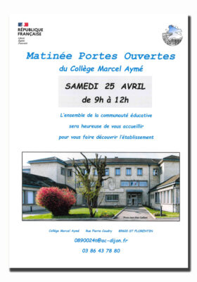 Affiche JPO Marcel Aymé 25 avril